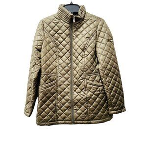 VIA SPIGA Stand Collar Quilted Cozy Zip Up Jacket Women's Size S Green NWT